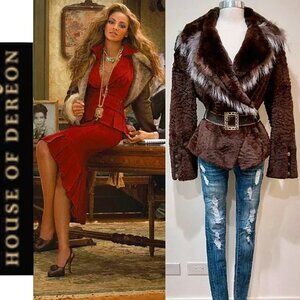 💥INSANELY BEAUTIFUL💥House of Deréon VTG Silver Fox & Mink Jacket in Brown